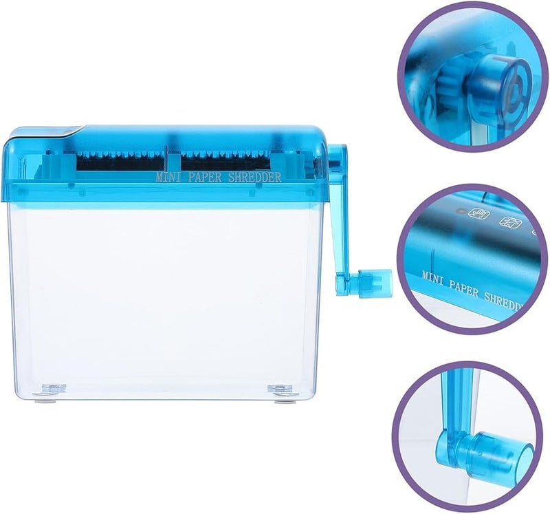 Manual Hand Crank Paper Shredder Portable with Wastebasket for Home Office School Documents Bills - Image 3